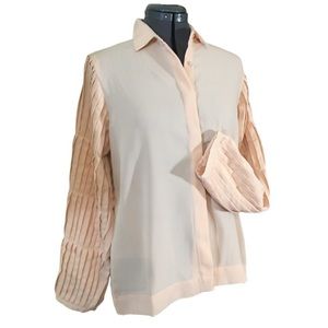 The Label Life Light Pink Pin-tuck Sleeve Blouse Size Large